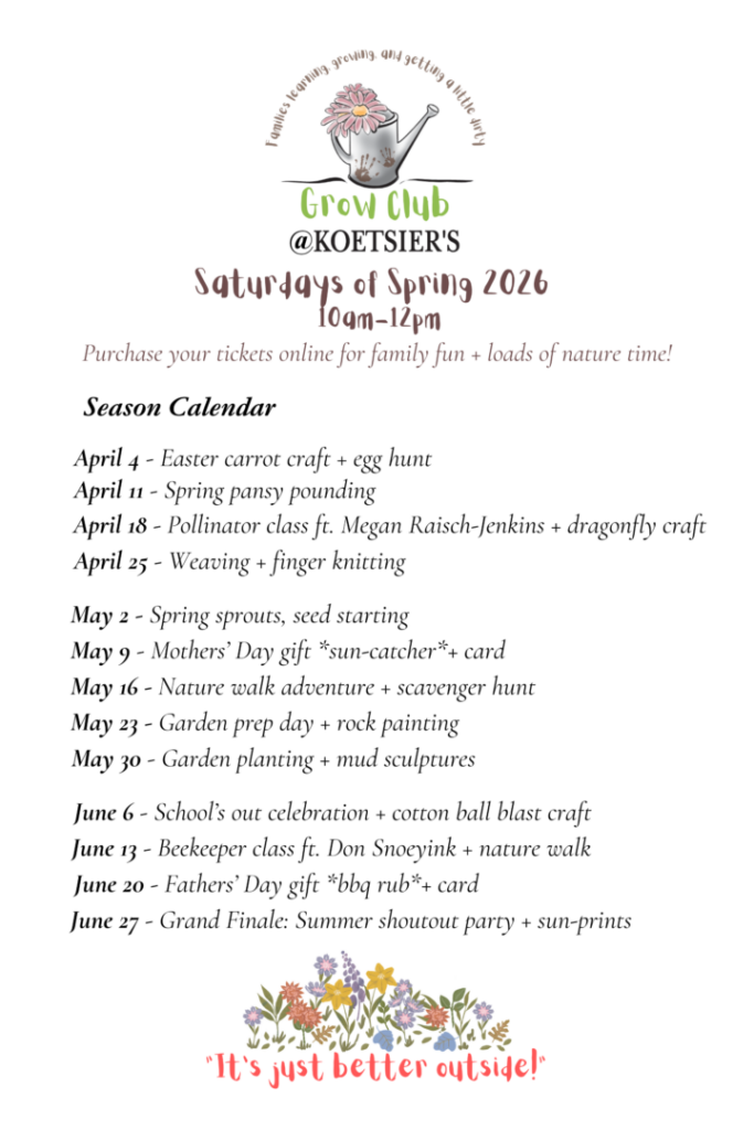 Spring 2026 Grow Club Events Calendar